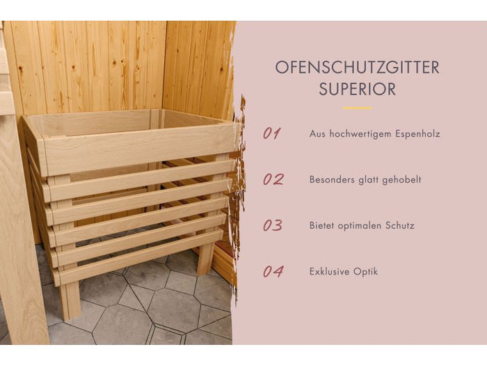 Karibu Sauna Airi, inkl. 9 kW Bioofen ext. Steuerung - ohne Dachkranz -