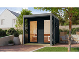 Karibu Hybrid Saunahaus Ares 2, anthrazit/graualuminium, inkl. 9 kW Bioofen ext. Steuerung