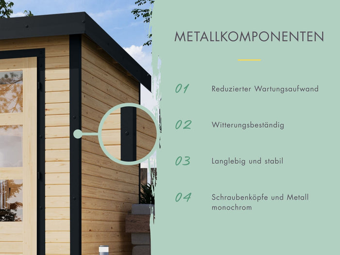 Karibu Hybrid Gartenhaus Pluto 2 B, terragrau/anthrazit, 28 mm