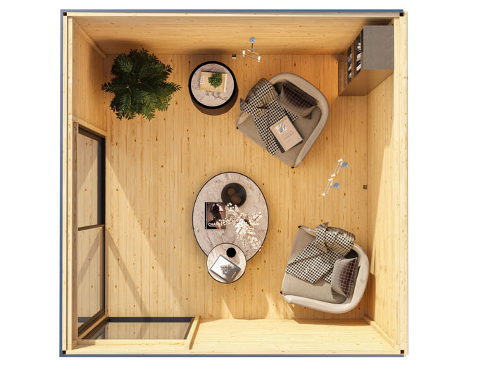 Karibu Studio Dice 1 natur, 38 mm, inkl. Fußboden und Schiebetür