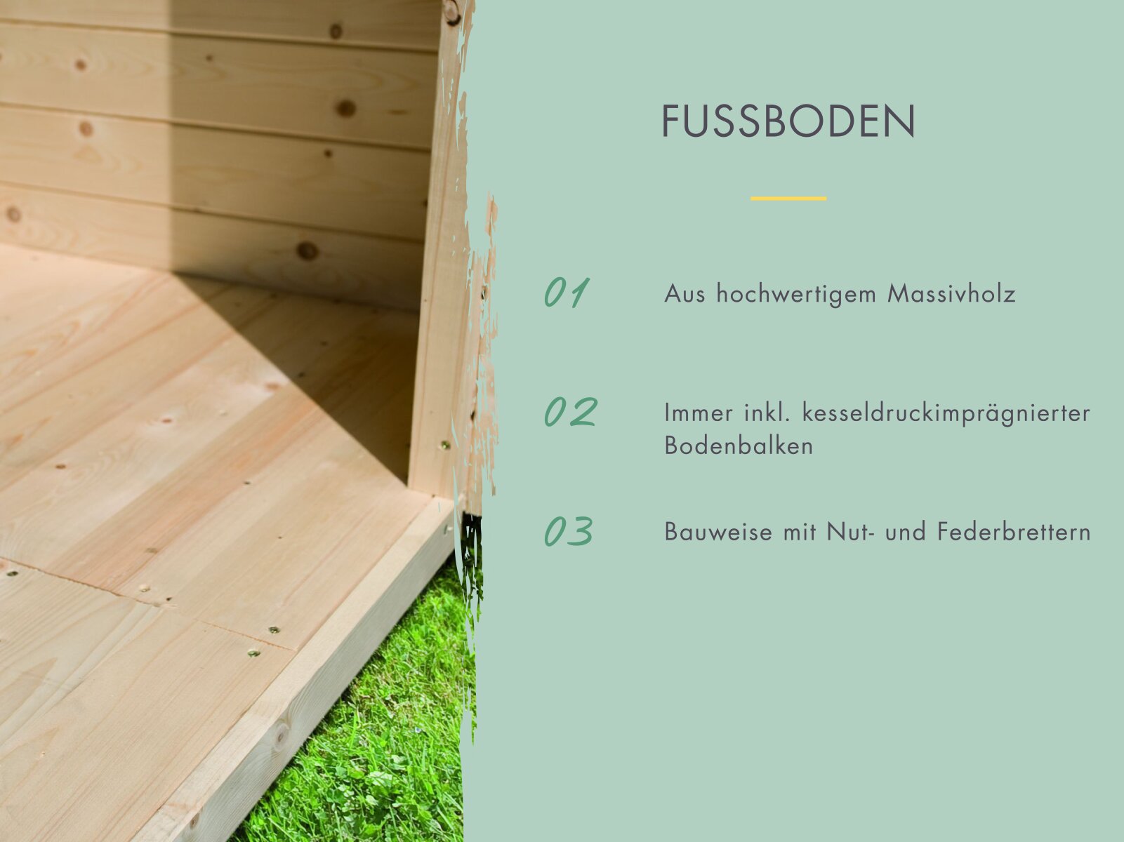 Karibu Studio Dice 3 natur, 38 mm, inkl. Fußboden und 2 Schiebetüren