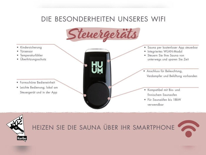Karibu Saunahaus Skrollan 1 38 mm- 9 kW Ofen ext. Steuerung HUUM- Moderne Tür, Terragrau