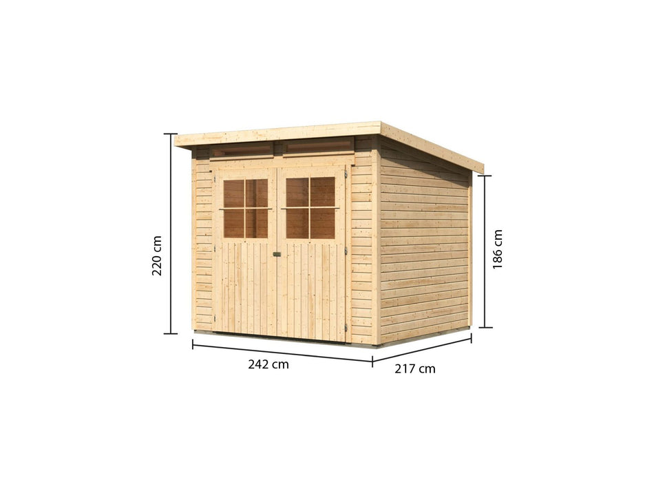 Karibu Gartenhaus Glücksburg 4 natur 19 mm