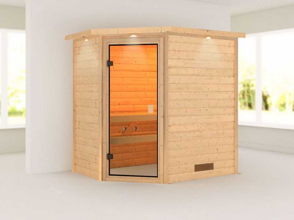 Karibu Sauna Jella mit Dachkranz 38 mm