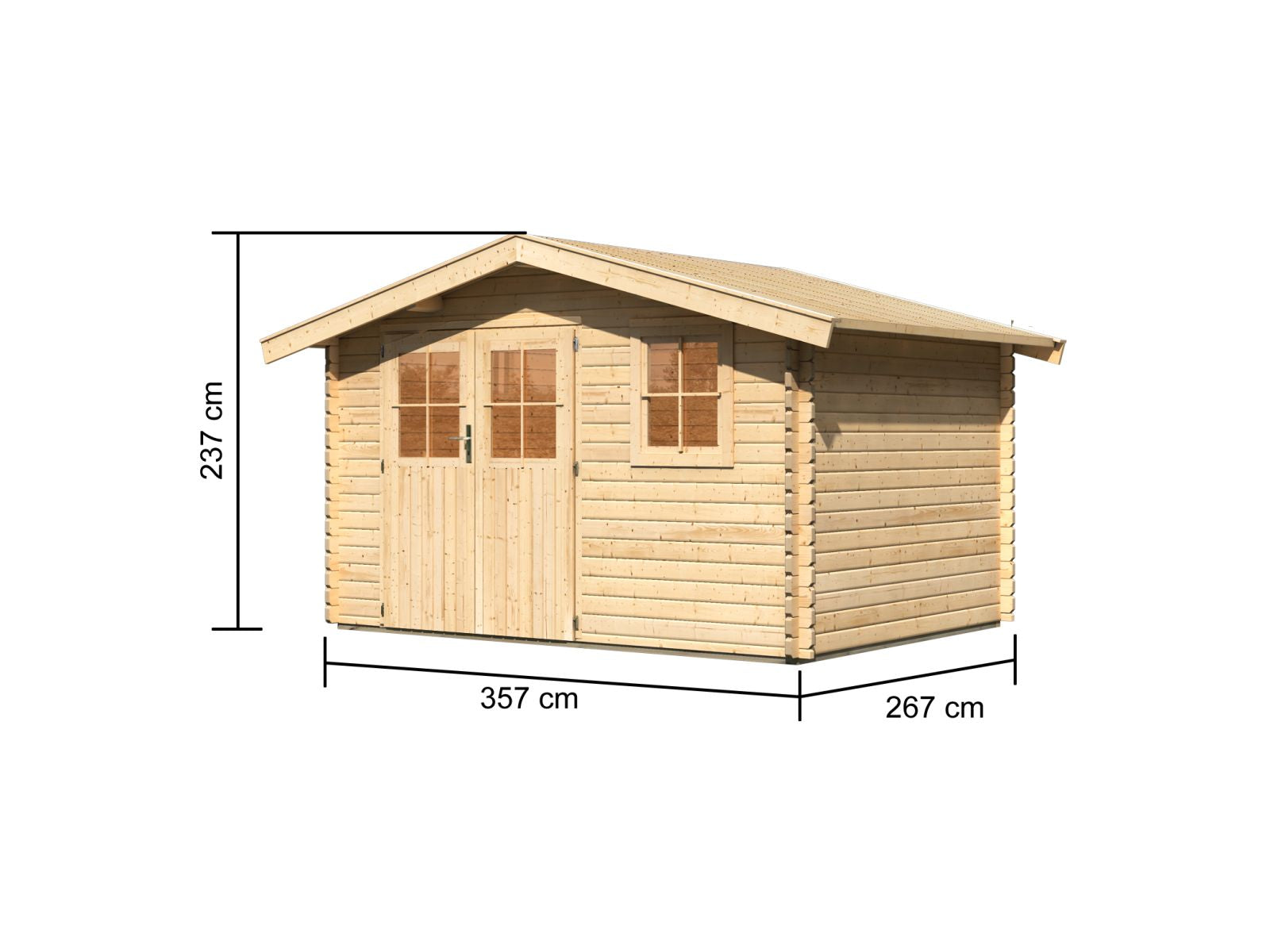 Gartenhaus 38 mm Felsenau 4 naturbelassen