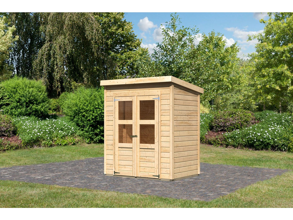 Karibu Gerätehaus Merseburg 2 natur 14 mm