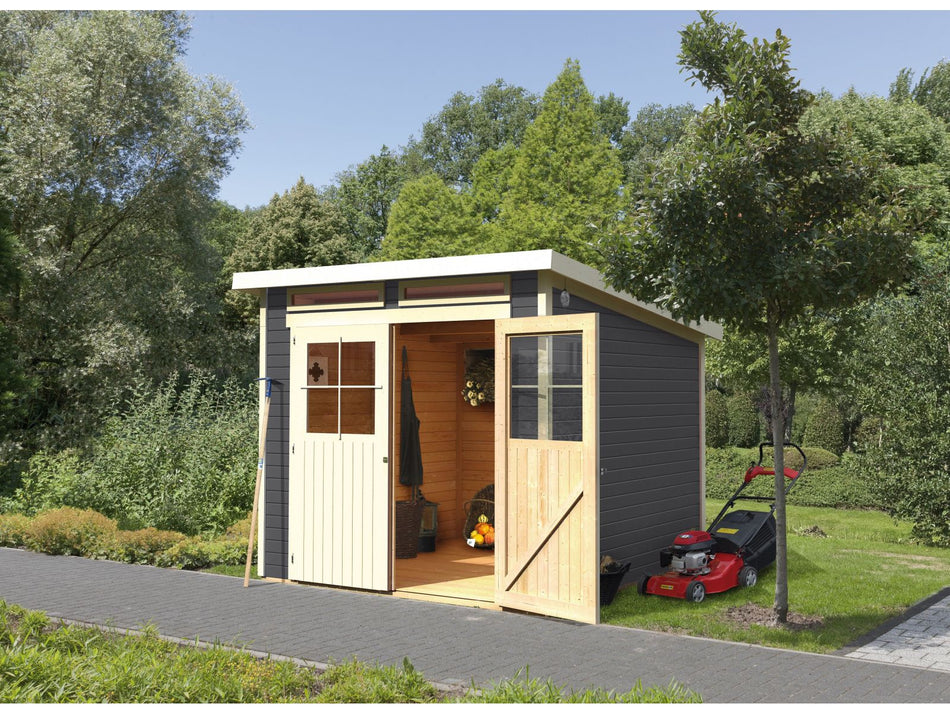 Karibu Gartenhaus Glücksburg 4 terragrau 19 mm