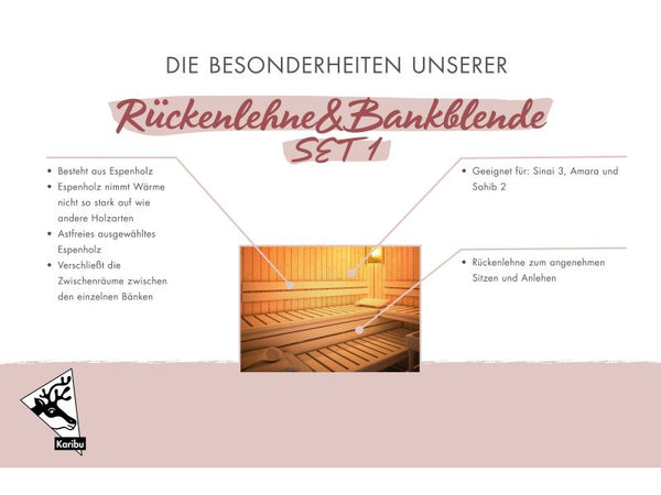 Karibu Sauna Rückenlehnen und Bankblenden Set 1 Premium