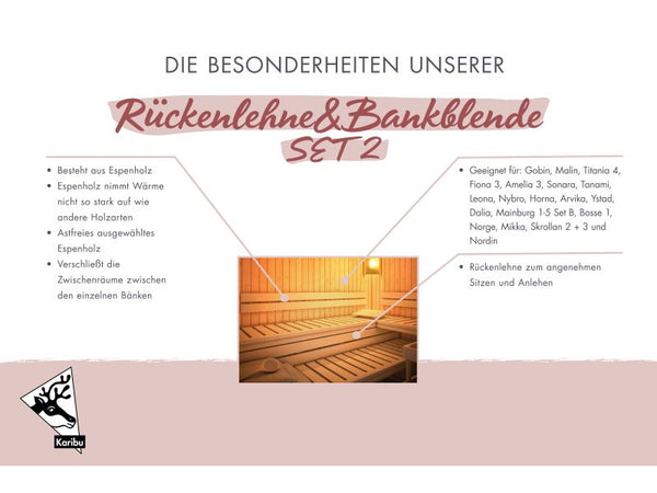 Karibu Sauna Rückenlehnen und Bankblenden Set 2 Premium