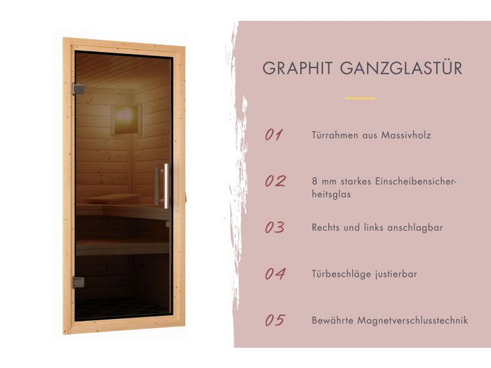 Karibu Saunatür Modern graphit für 68 mm Wandstärke