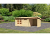 Karibu Gartenhaus Bastrup 8 mit Anbaudach 2 Meter, Rück- und Seitenwand