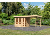 Karibu Gartenhaus Kerko 3 natur mit 2,40 m Anbaudach