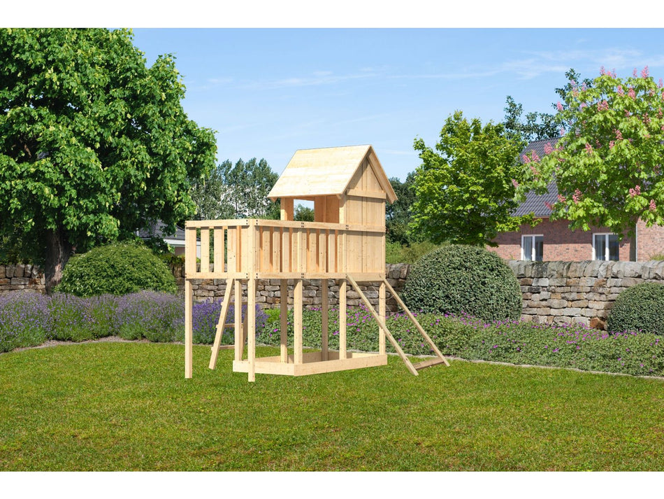 Karibu Stelzenhaus Frieda + Anbauplattform + Netzrampe