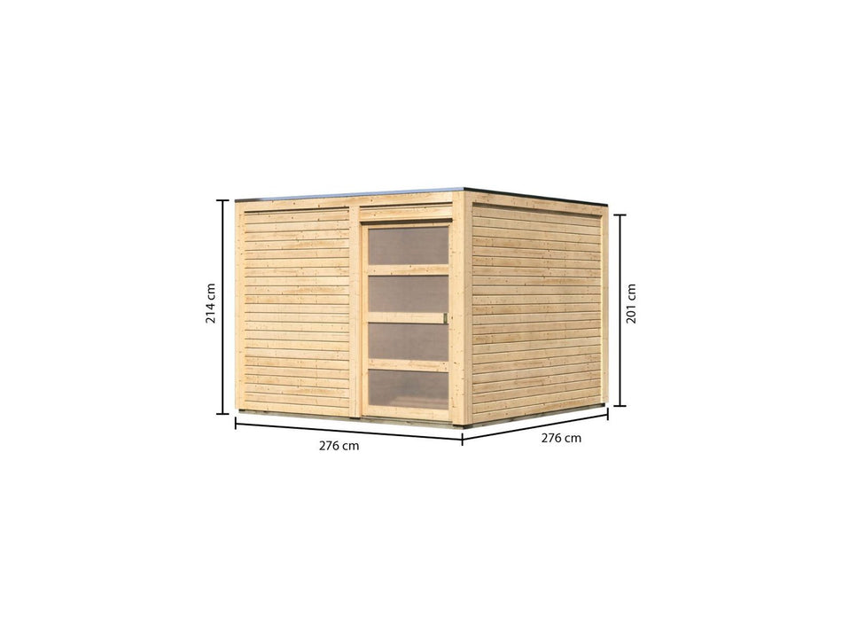 Karibu Gartenhaus Qubic 2 natur