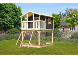 karibu Stelzenhaus Benjamin terragrau mit Netzrampe