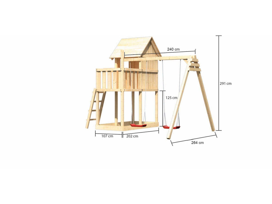 Karibu Stelzenhaus Frieda + Doppelschaukel