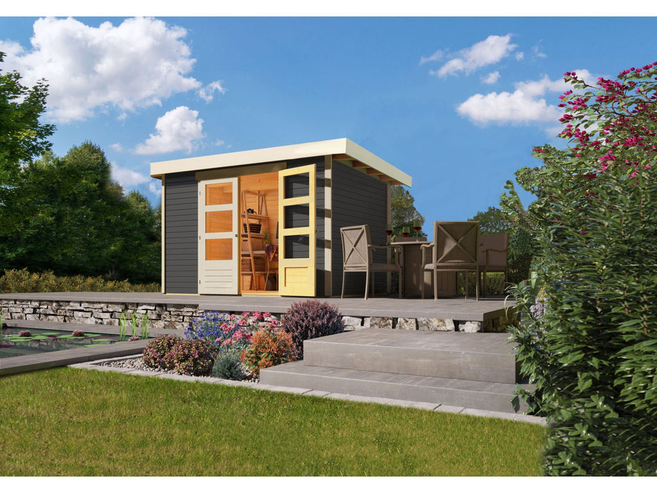 Karibu Gartenhaus Askola 6 terragrau 19 mm