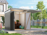 Karibu Metallhaus Aurum 2 in Graualuminium, inkl. Anbaudach 2 m