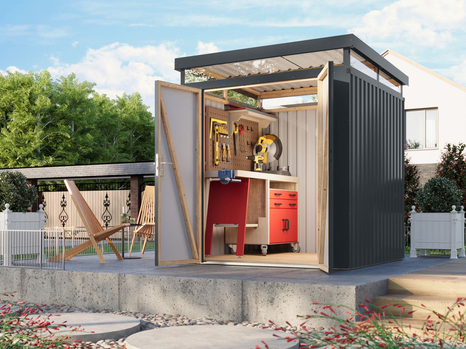 Karibu Metallhaus Aurum 2 in Anthrazit
