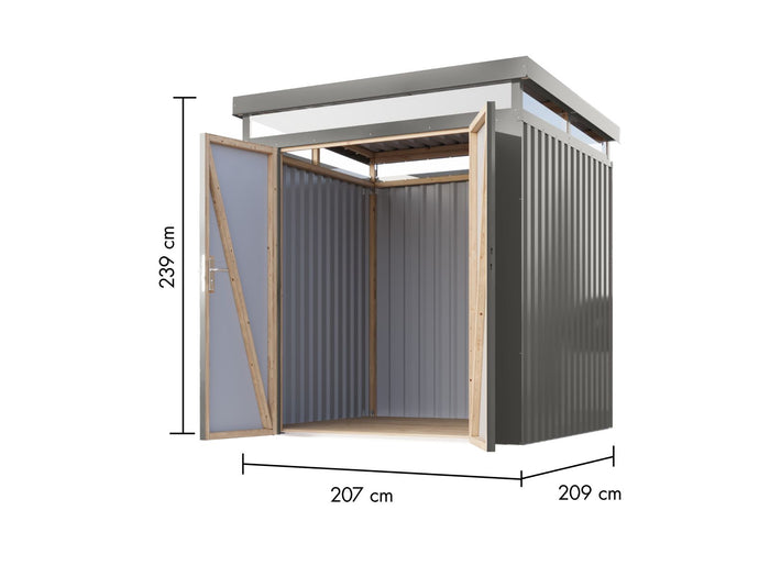 Karibu Metallhaus Aurum 2 in Graualuminium