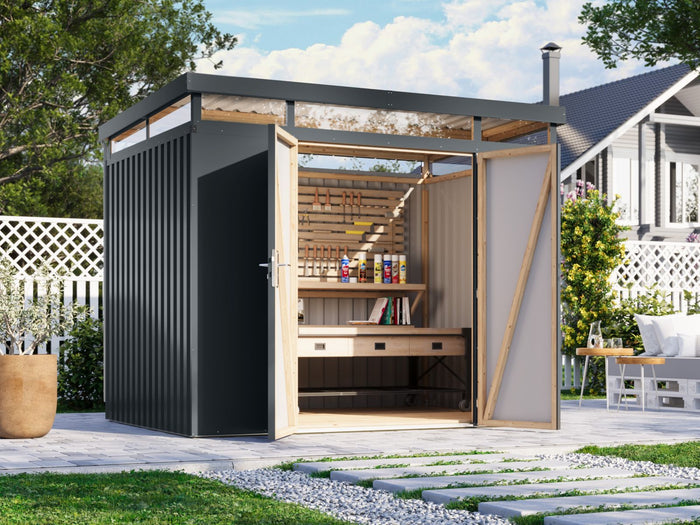 Karibu Metallhaus Aurum 3 in Anthrazit