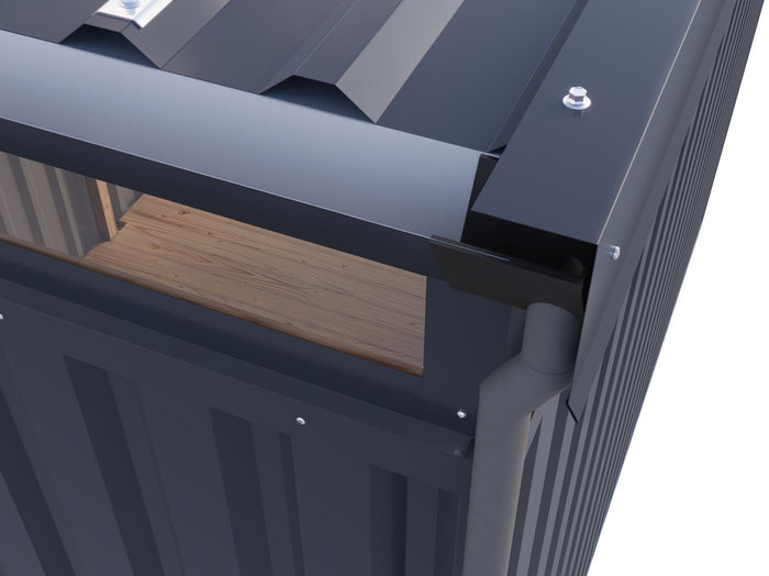 Karibu Metallhaus Aurum 3,5 in Graualuminium, inkl. Anbaudach 2 m