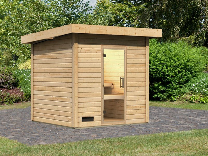 Karibu Saunahaus Caapi 3, ohne Ofen, inkl. Klarglastür und Fußboden