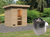 Karibu Saunahaus Caapi 2, inkl. 9 kW Ofen integr. Steuerung, mit Klarglastür und Fußboden
