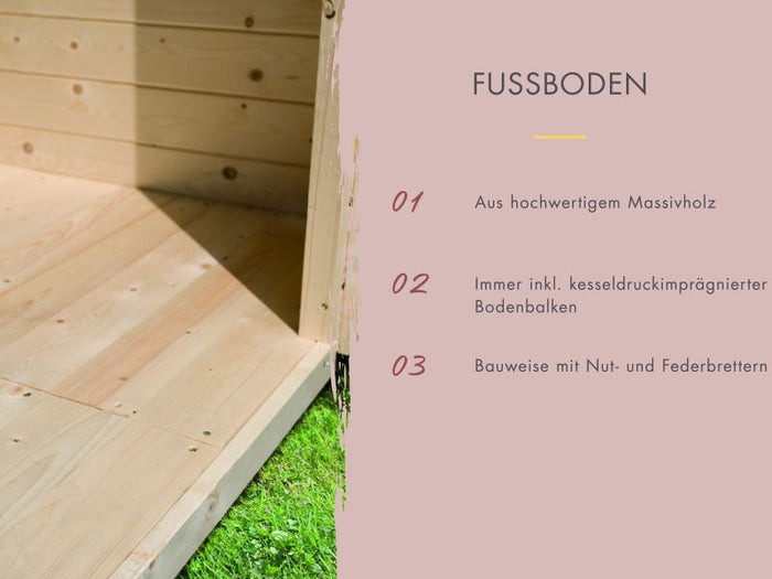 Karibu Saunahaus Caapi 3, terragrau, inkl. 9 kW Ofen integr. Steuerung - mit Klarglastür und Fußboden