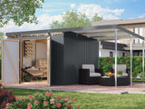 Karibu Metallgerätehaus Iridium 3,5 in Anthrazit, inkl. Anbaudach 2m
