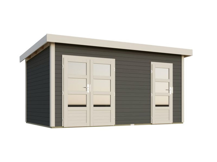 Karibu Gartenhaus Mattrup 2-Raum-Haus in terragrau 28 mm