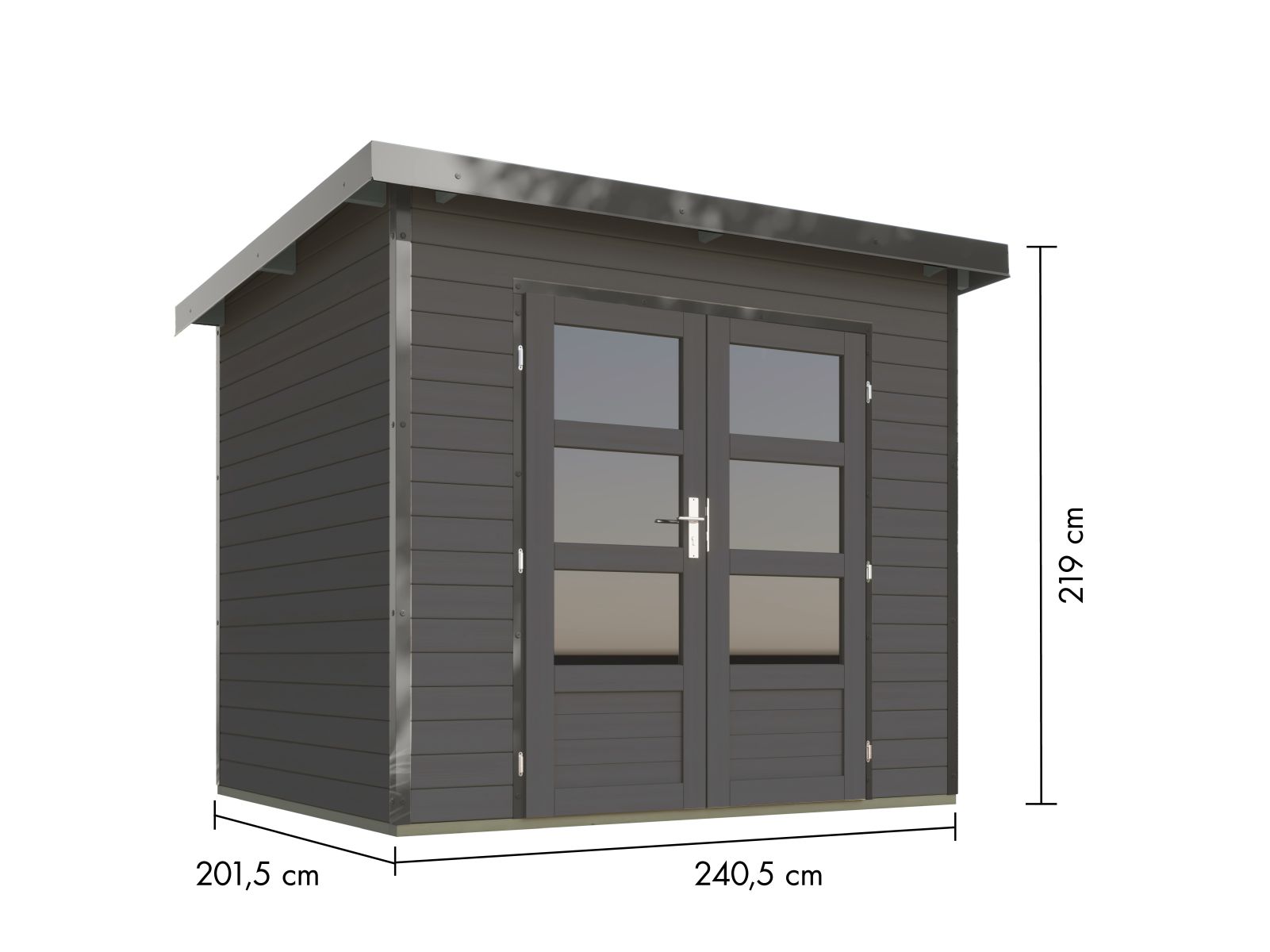 Karibu Hybrid Gartenhaus Pluto 2 B, terragrau/graualuminium, 28 mm