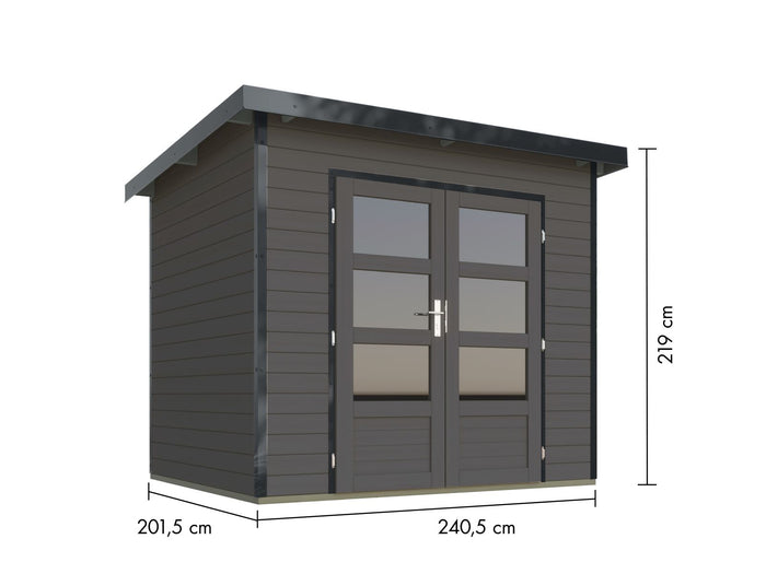 Karibu Hybrid Gartenhaus Pluto 2 B, terragrau/anthrazit, 28 mm