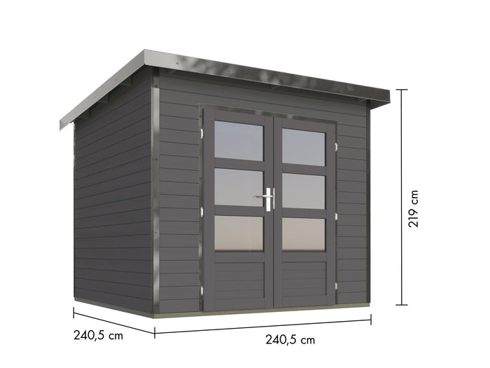 Karibu Hybrid Gartenhaus Pluto 3 B, terragrau/graualuminium, 28 mm