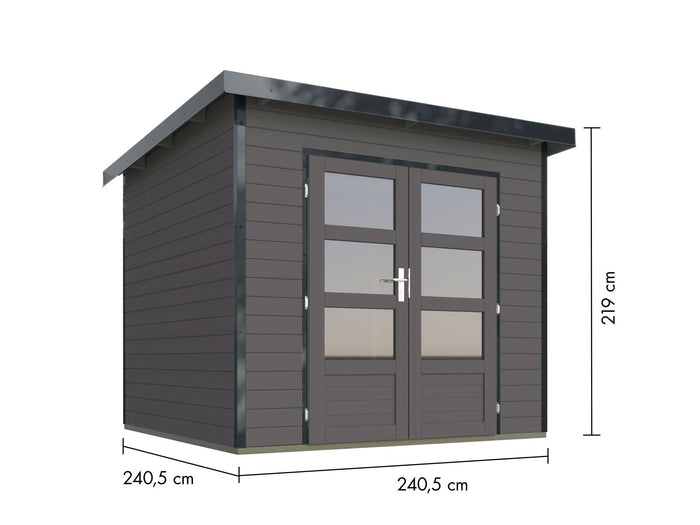 Karibu Hybrid Gartenhaus Pluto 3 B, terragrau/anthrazit, 28 mm