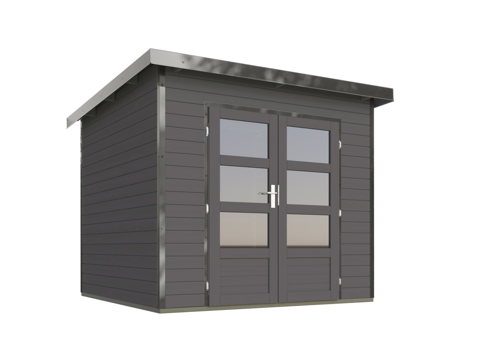 Karibu Hybrid Gartenhaus Pluto 3 B, terragrau/graualuminium, 28 mm