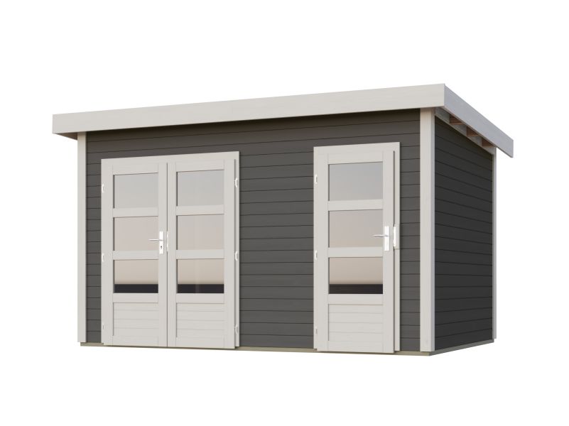 Karibu Gartenhaus Tintrup 2-Raum-Haus in terragrau 28 mm