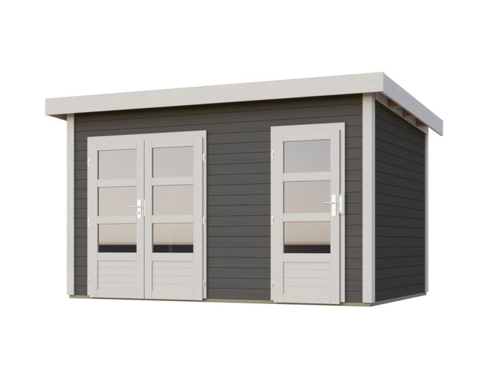 Karibu Gartenhaus Tintrup 2-Raum-Haus in terragrau 28 mm