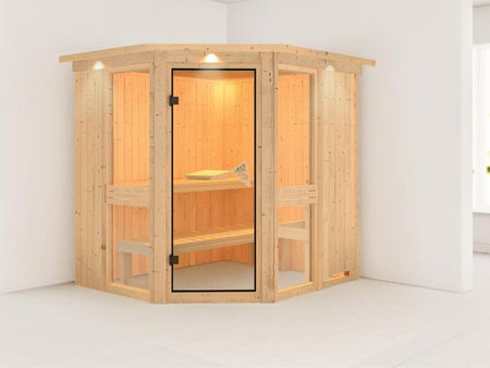 Amelia 1 - Karibu Sauna ohne Ofen - mit Dachkranz -