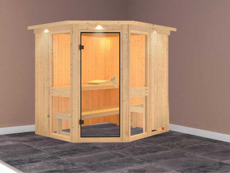 Amelia 1 - Karibu Sauna ohne Ofen - mit Dachkranz -