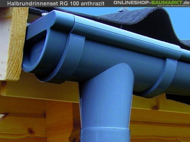 Dachrinnen Set RG 100 anthrazit 6 x 200 cm 6-Eck-Pavillon