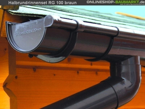 Dachrinnen Set RG 100 braun 800 cm zweiseitig