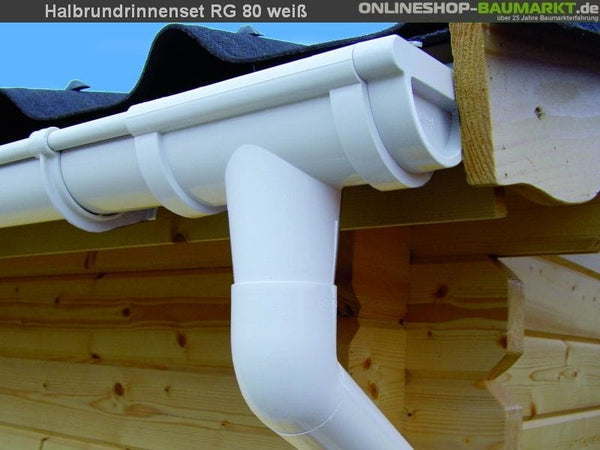 Dachrinnen Set RG 80 weiß 300 cm Pultdach