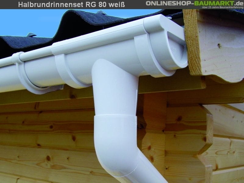 Dachrinnen Set RG 80 weiß 350 cm Pultdach