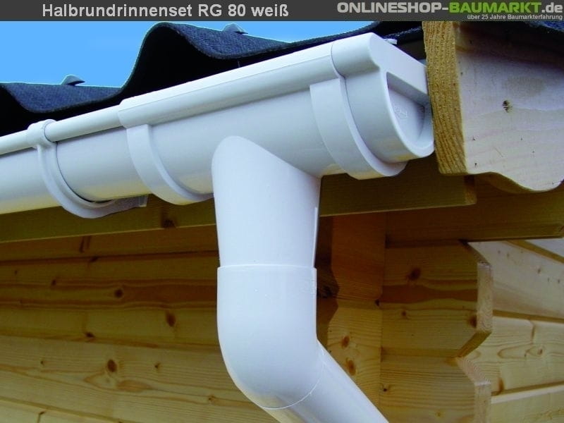 Dachrinnen Set RG 80 weiß 650 cm zweiseitig