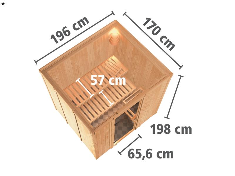 Daria - Karibu Sauna Plug & Play ohne Ofen - ohne Dachkranz -