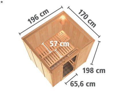 Daria - Karibu Sauna Plug & Play ohne Ofen - ohne Dachkranz -