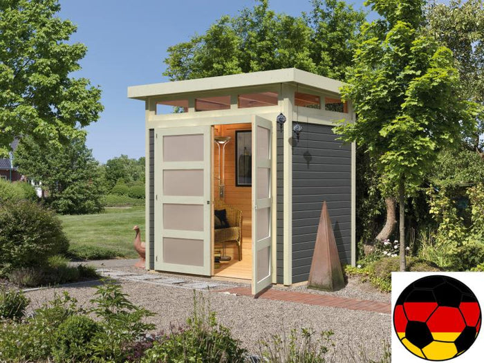 EM Aktion für SCHWEIZ - Karibu EM Gartenhaus Sommersdorf 2 terragrau 19 mm