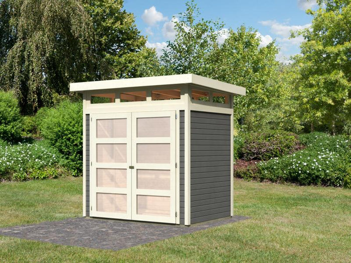 EM Aktion für SCHWEIZ - Karibu EM Gartenhaus Sommersdorf 2 terragrau 19 mm