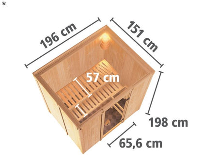 Fanja - Karibu Sauna Plug & Play ohne Ofen - ohne Dachkranz -